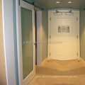 Single lite sliding frosted tempered glass barn door with stainless steel tubular sliding track system